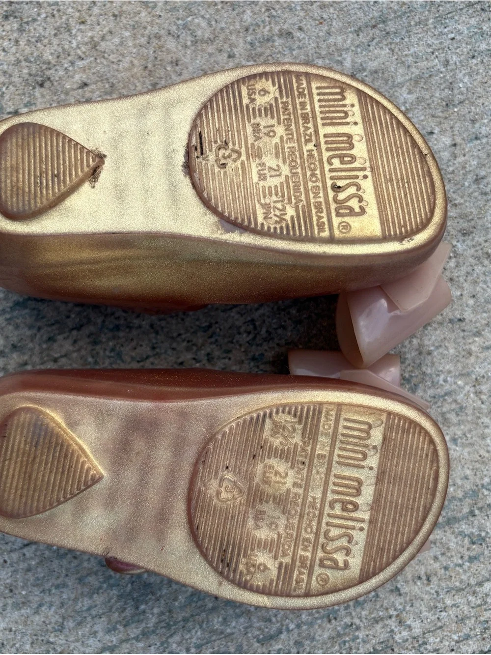 Mini Melissa Metallic Rose Gold Mary Jane Shoes with Bow